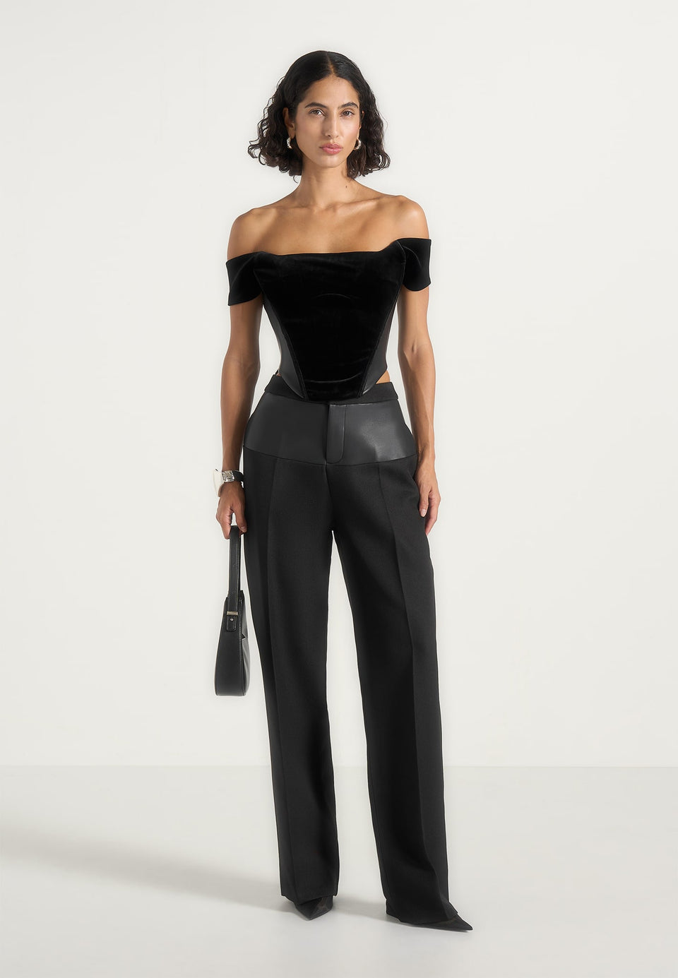 fae-velvet-and-leather-off-the-shoulder-corset-top-black