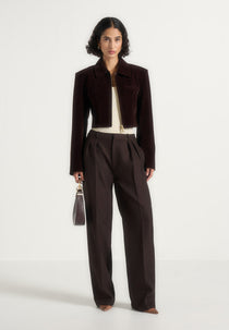 Adina - Structured Velvet Jacket - Brown