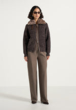 ariel-unisex-plush-collar-speckled-knit-jacket-brown
