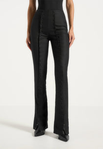 Therese - Tailored Button Detail Pants - Black