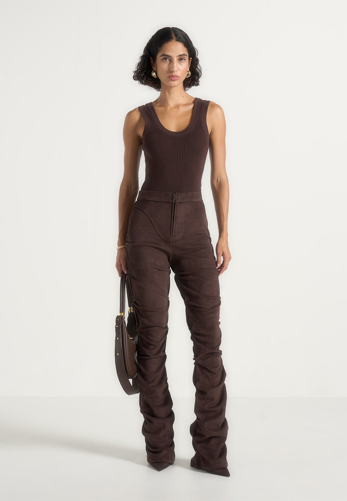 caroline-tacked-suede-fit-and-flare-trousers-brown