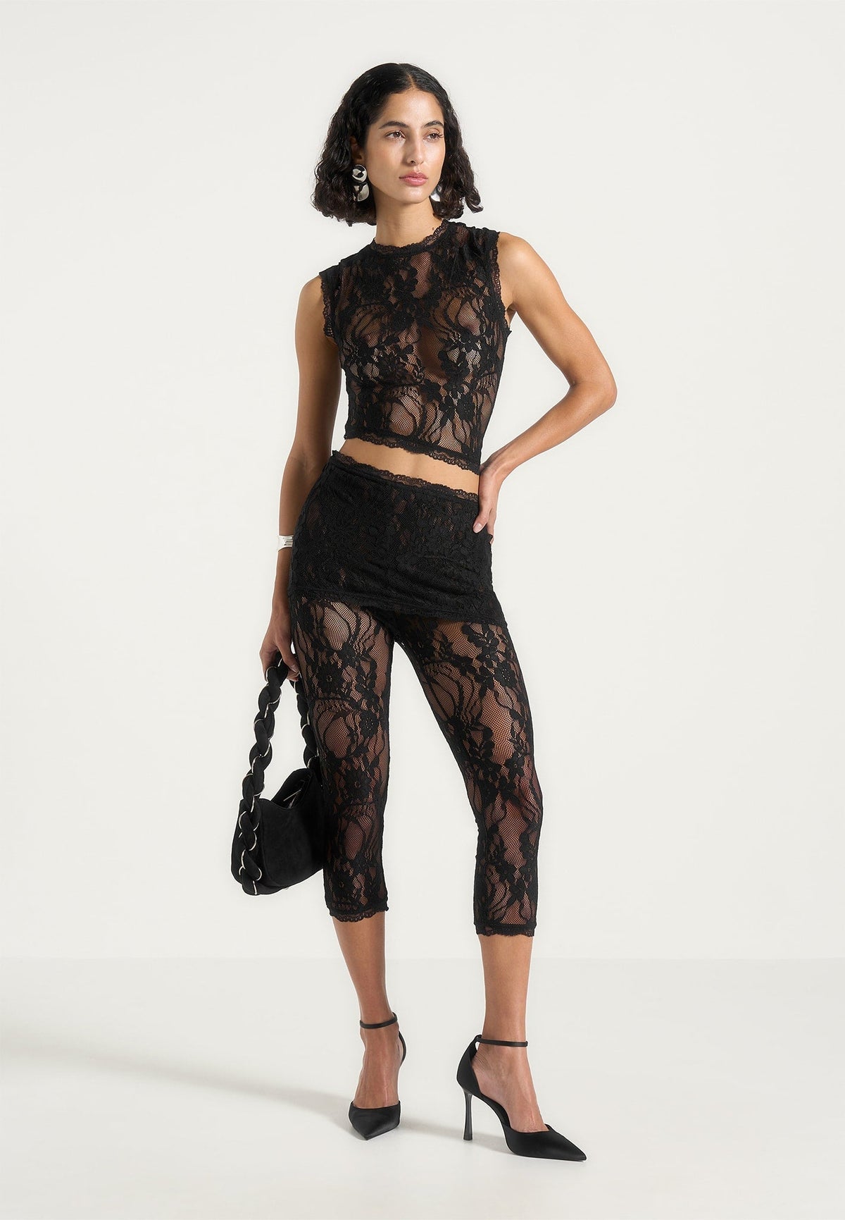 Eugenie - Lace Asymmetric Top - Black