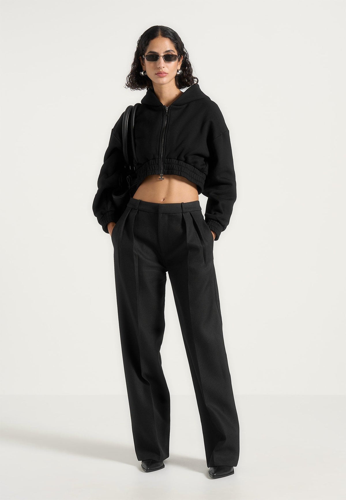 Josiane - Relaxed Zip Through Hoodie - Black