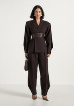 sophie-twist-leg-tailored-trousers-brown