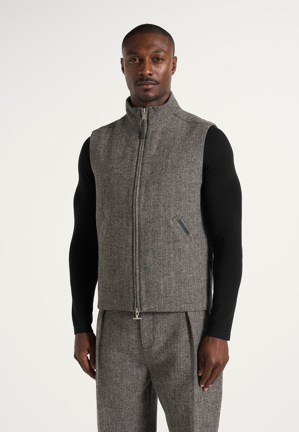levi-herringbone-wool-zip-gilet-grey