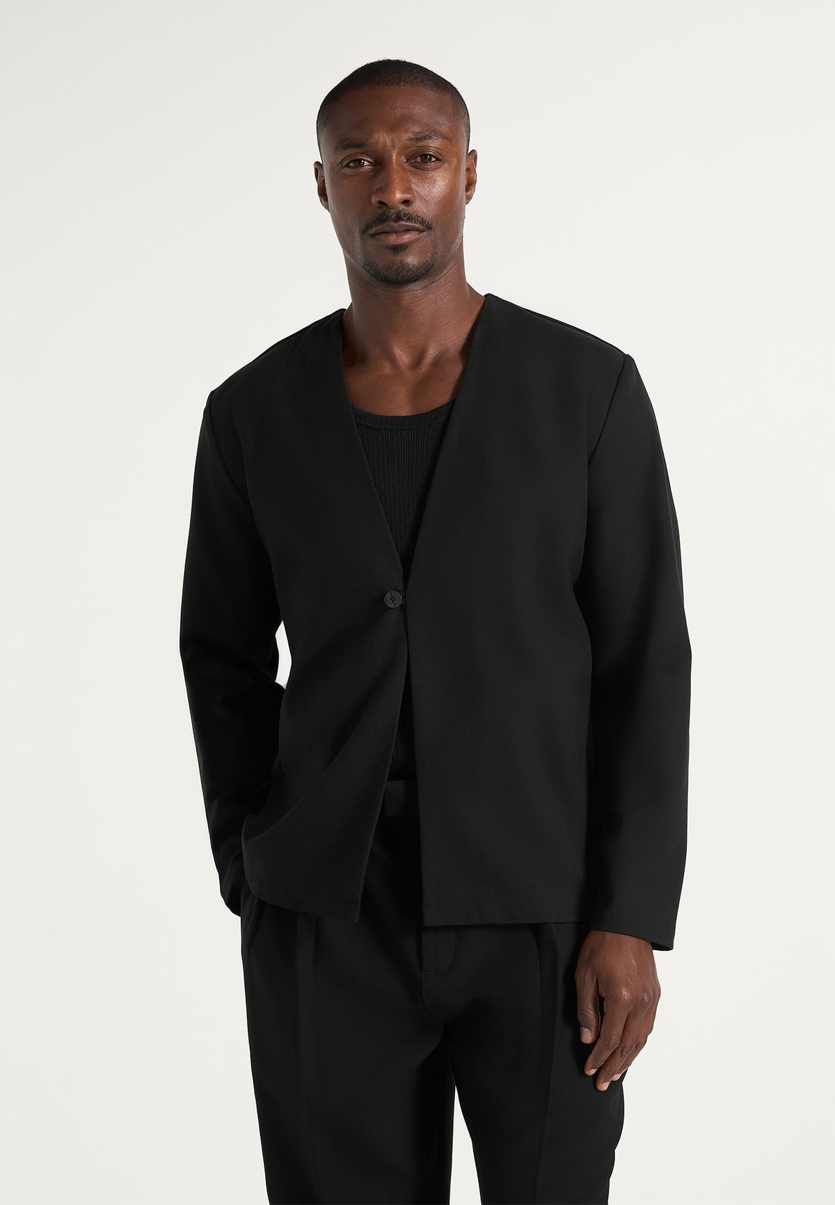 Lars - Minimal Kimono Wool-Blend Blazer - Black