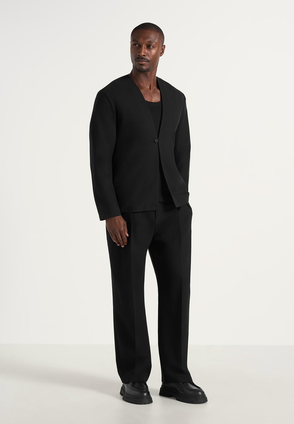 Lars - Minimal Kimono Wool-Blend Blazer - Black