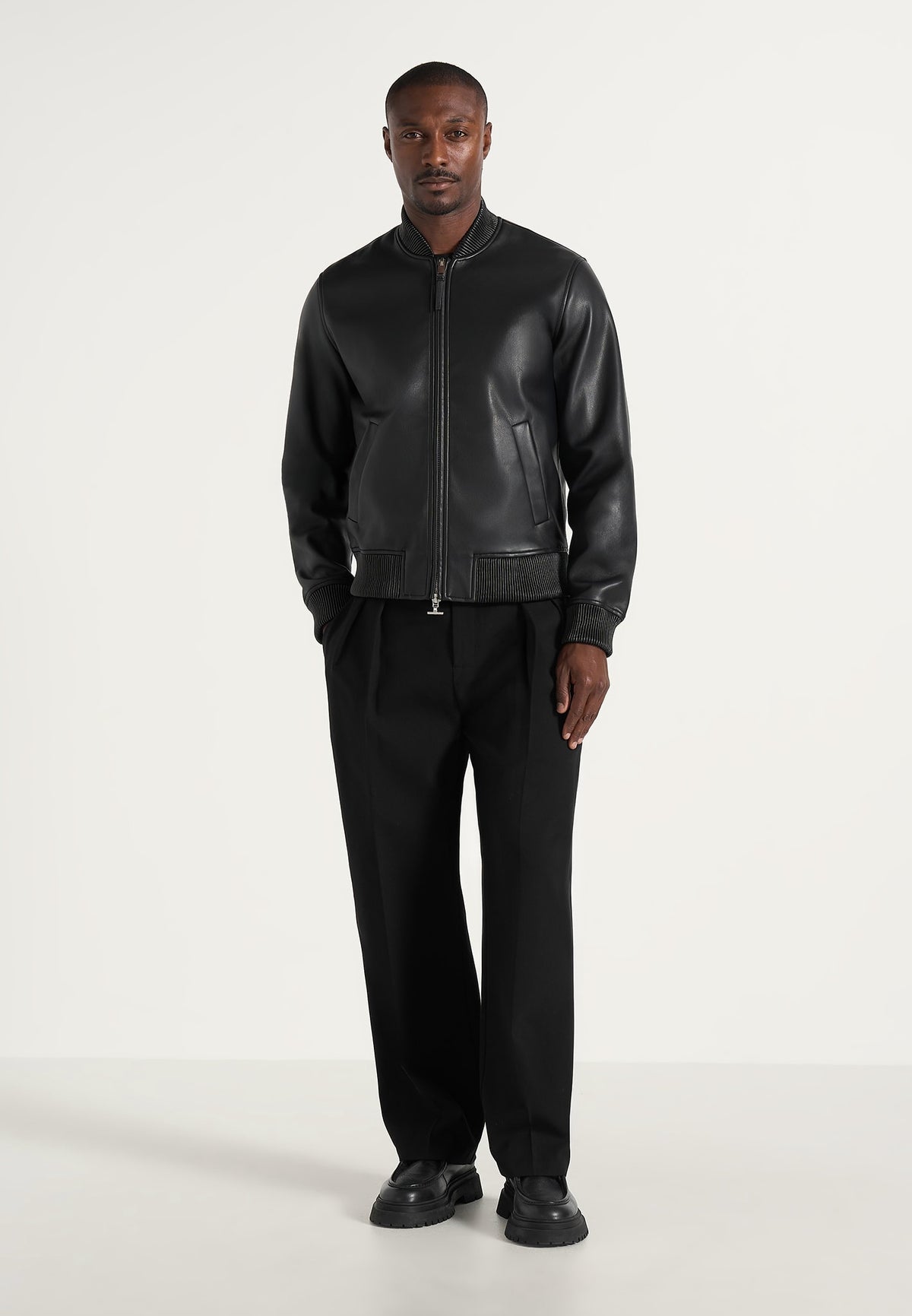 Arman - Leather Bomber Jacket - Black