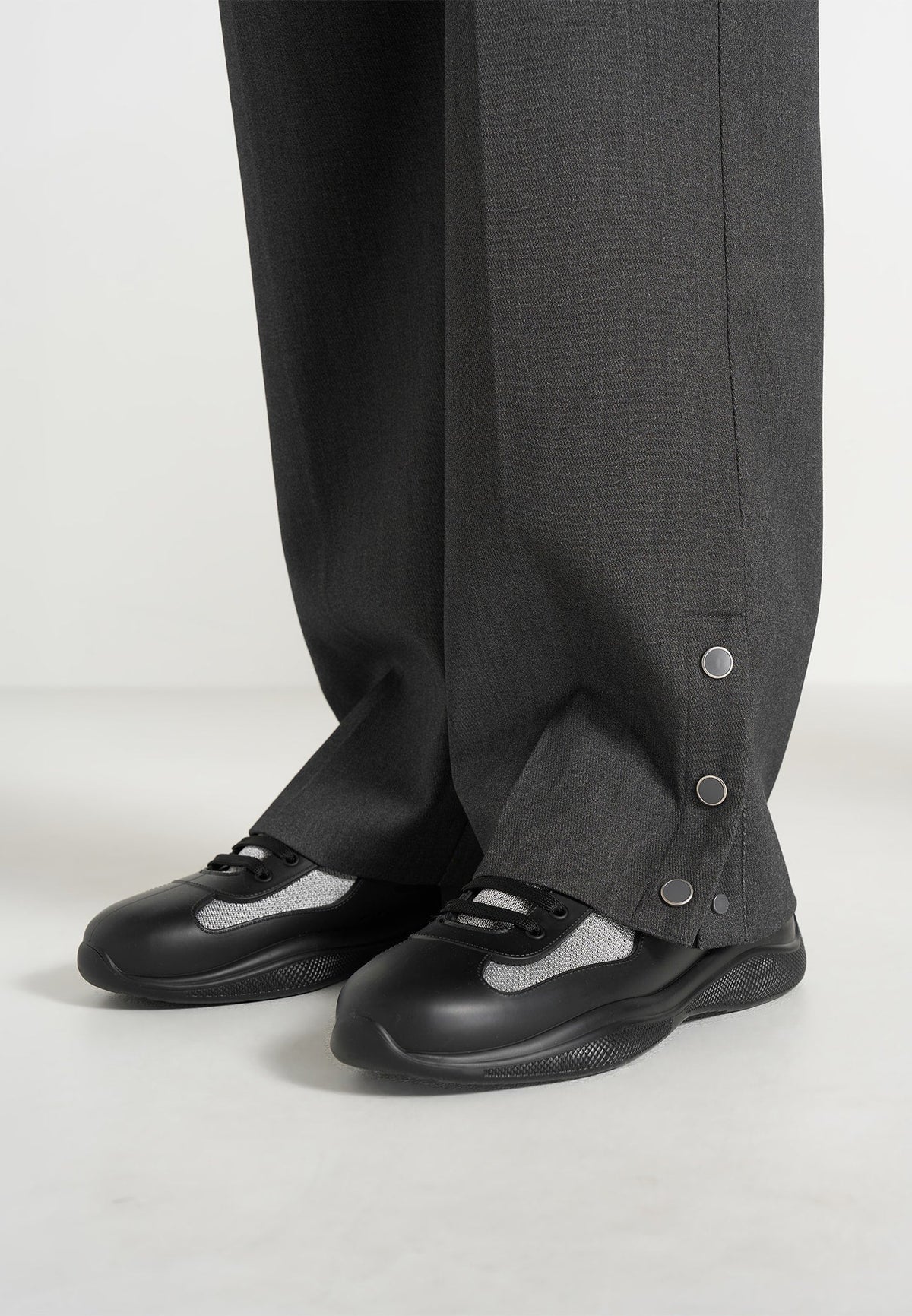Boris - Tailored Wool-Blend Button Cuff Pants - Grey