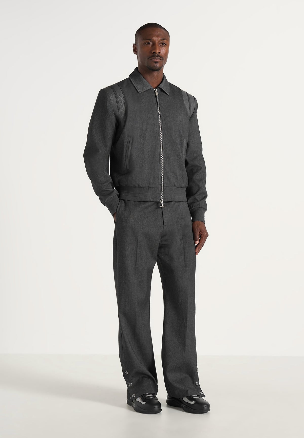 Boris - Tailored Wool-Blend Button Cuff Pants - Grey
