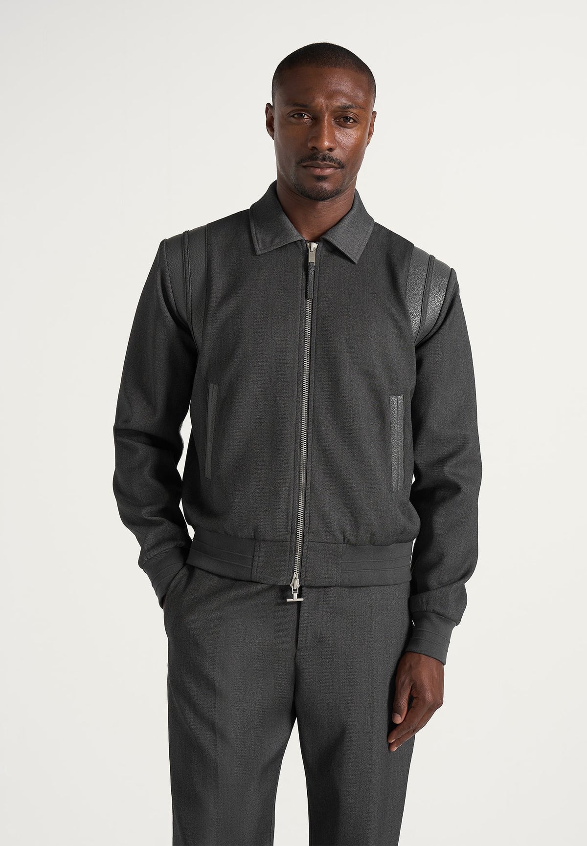 Denis - Tailored Wool-Blend Letterman Jacket - Grey