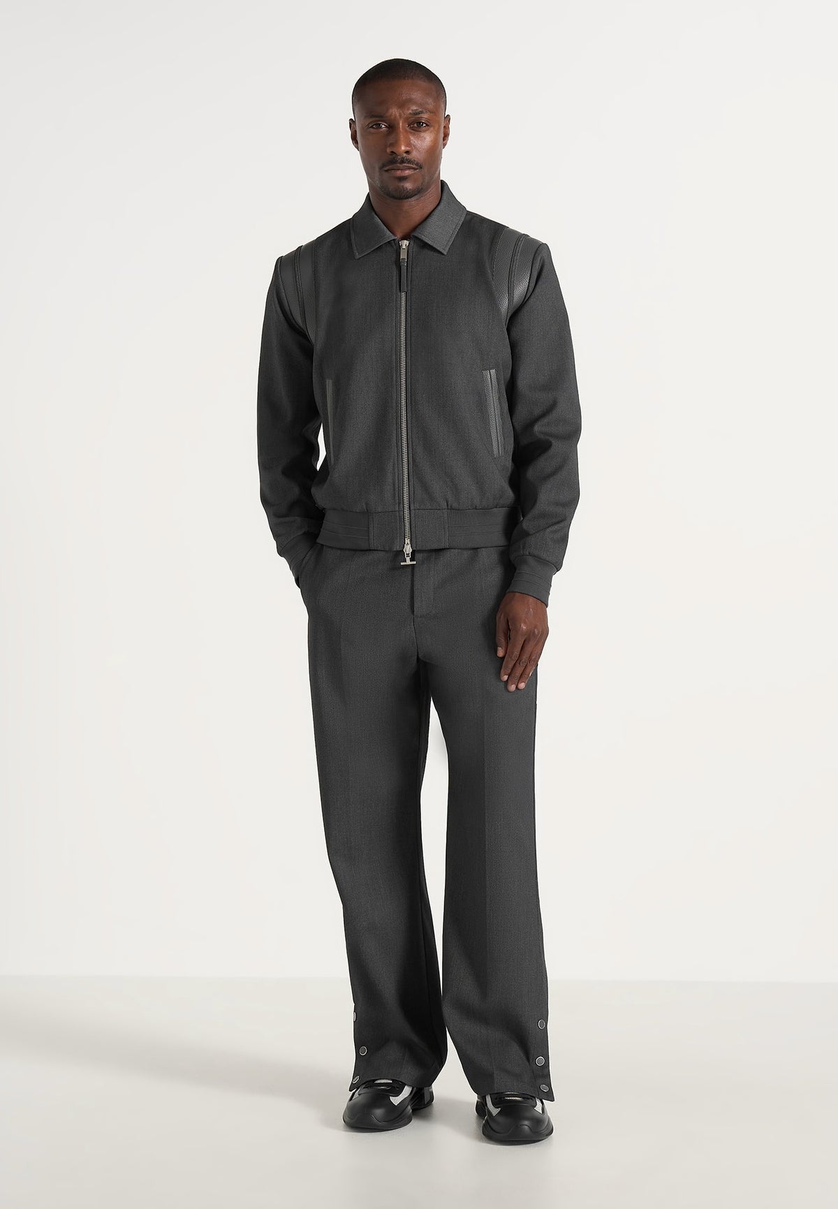 Denis - Tailored Wool-Blend Letterman Jacket - Grey