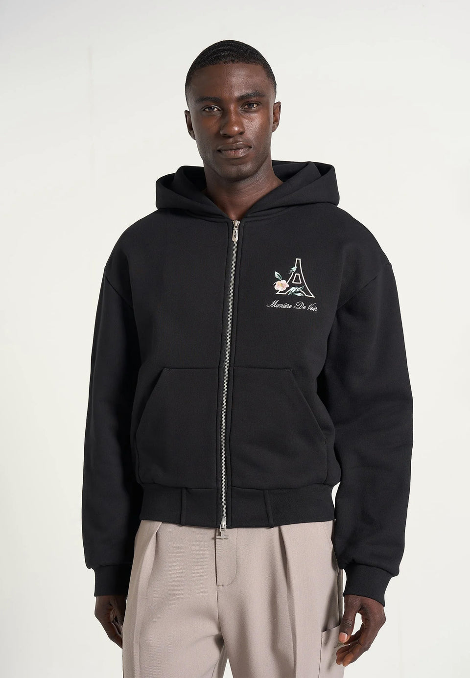 js009-unisex-floral-eiffel-zip-hoodie-black