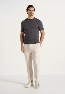TS010 - Luxe Knitted T-Shirt - Charcoal