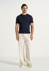 TS010 - Luxe Knitted T-Shirt - Navy