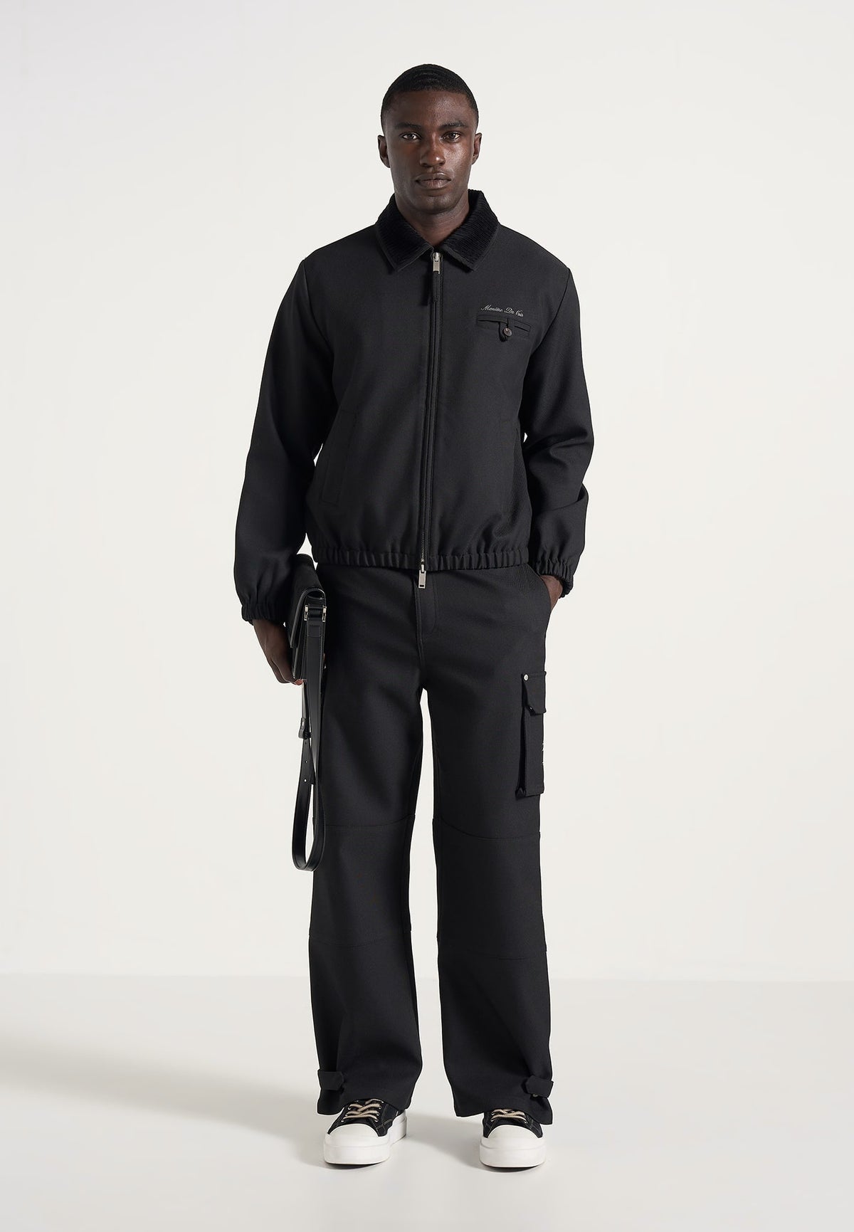 Mathis - Twill Signature Wide Leg Cargo Pants - Black