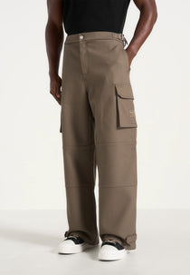 Mathis - Twill Signature Wide Leg Cargo Pants - Olive