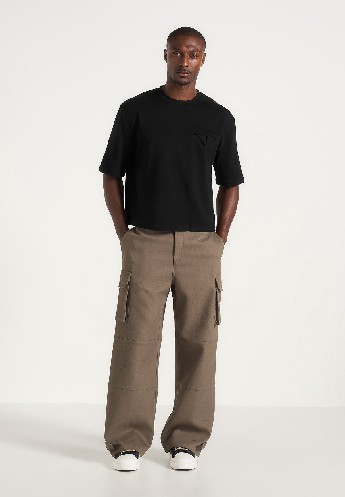 Mathis - Twill Signature Wide Leg Cargo Pants - Olive