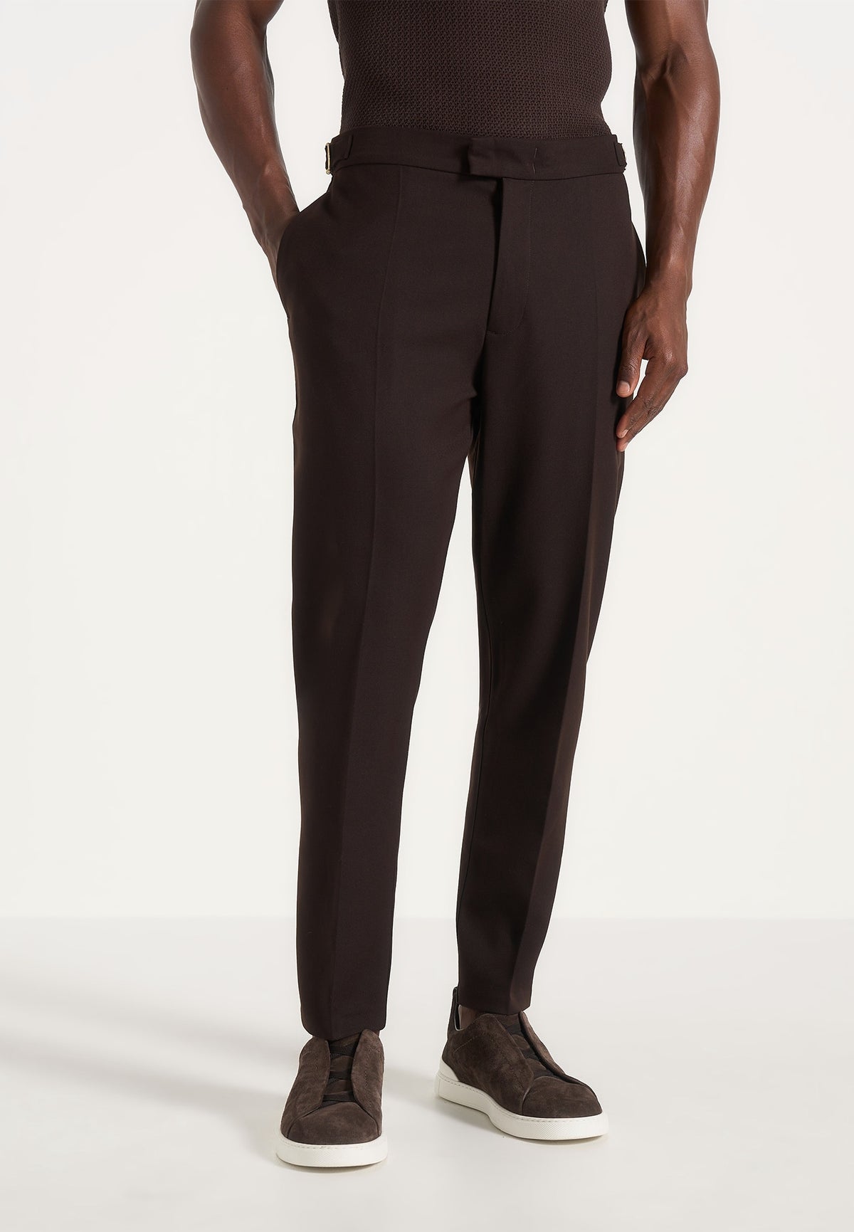 Hubert - Slim Fit Tailored Wool-Blend Pants - Brown