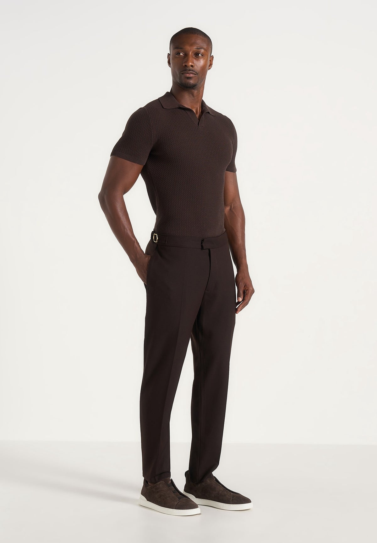 Hubert - Slim Fit Tailored Wool-Blend Pants - Brown