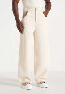 Lazare - Wide Leg Twill Jeans - Cream