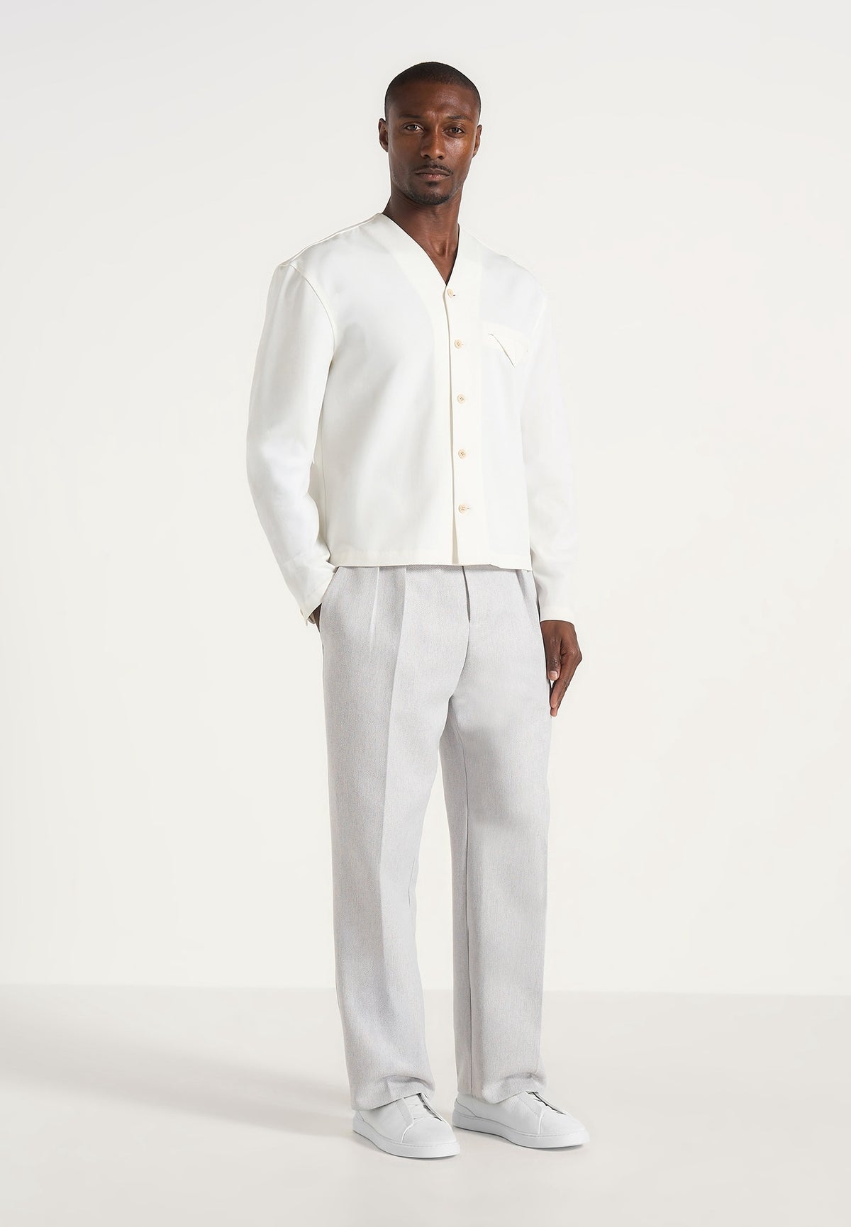 Pierre - Twin Pleat Dress Pants - Light Grey