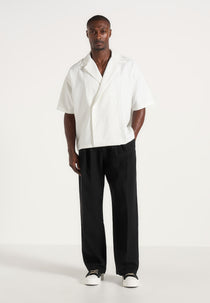 Abel - Boxy Pinstripe Double Breasted Shirt - White