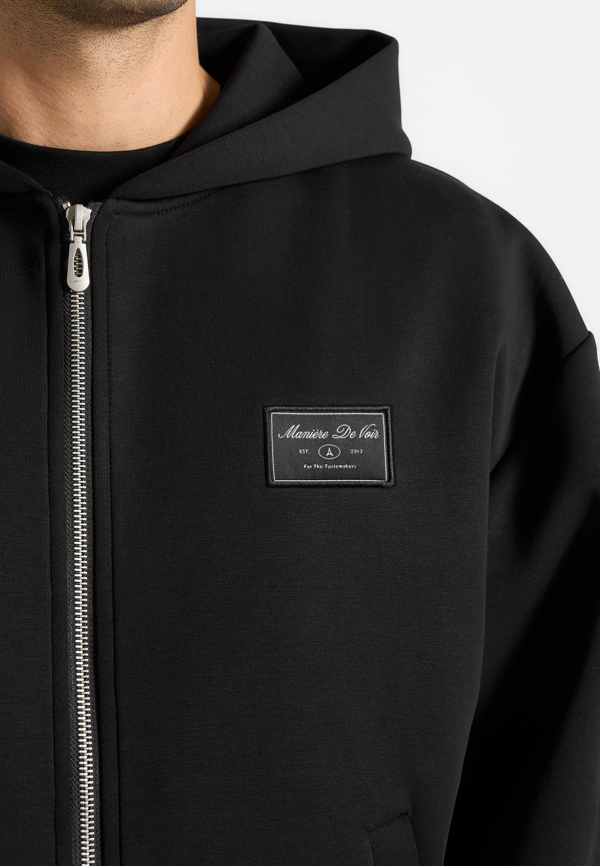 ray-unisex-neoprene-cropped-zip-hoodie-black