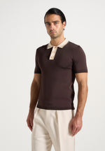 roux-contrast-detail-luxe-knit-polo-shirt-brown