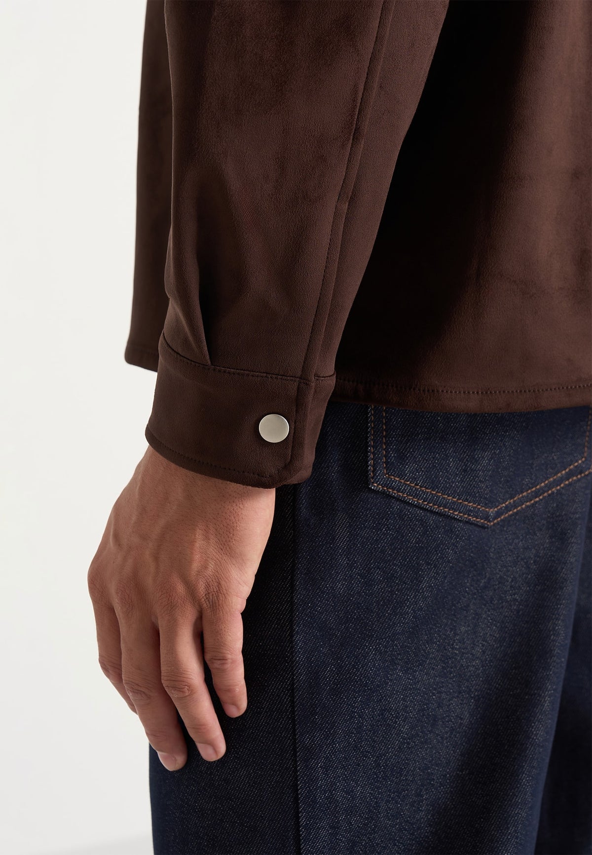 Andy - Unisex Suede Long Sleeve Shirt - Brown