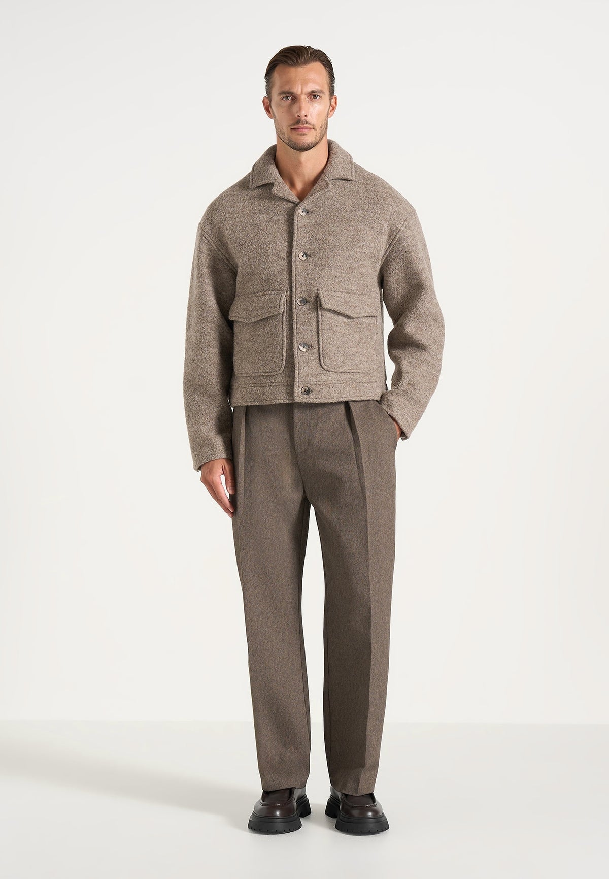 Aurel - Wool Jacket With Revere Collar - Taupe