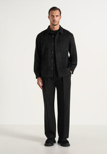 Andy - Unisex Suede Long Sleeve Shirt - Black