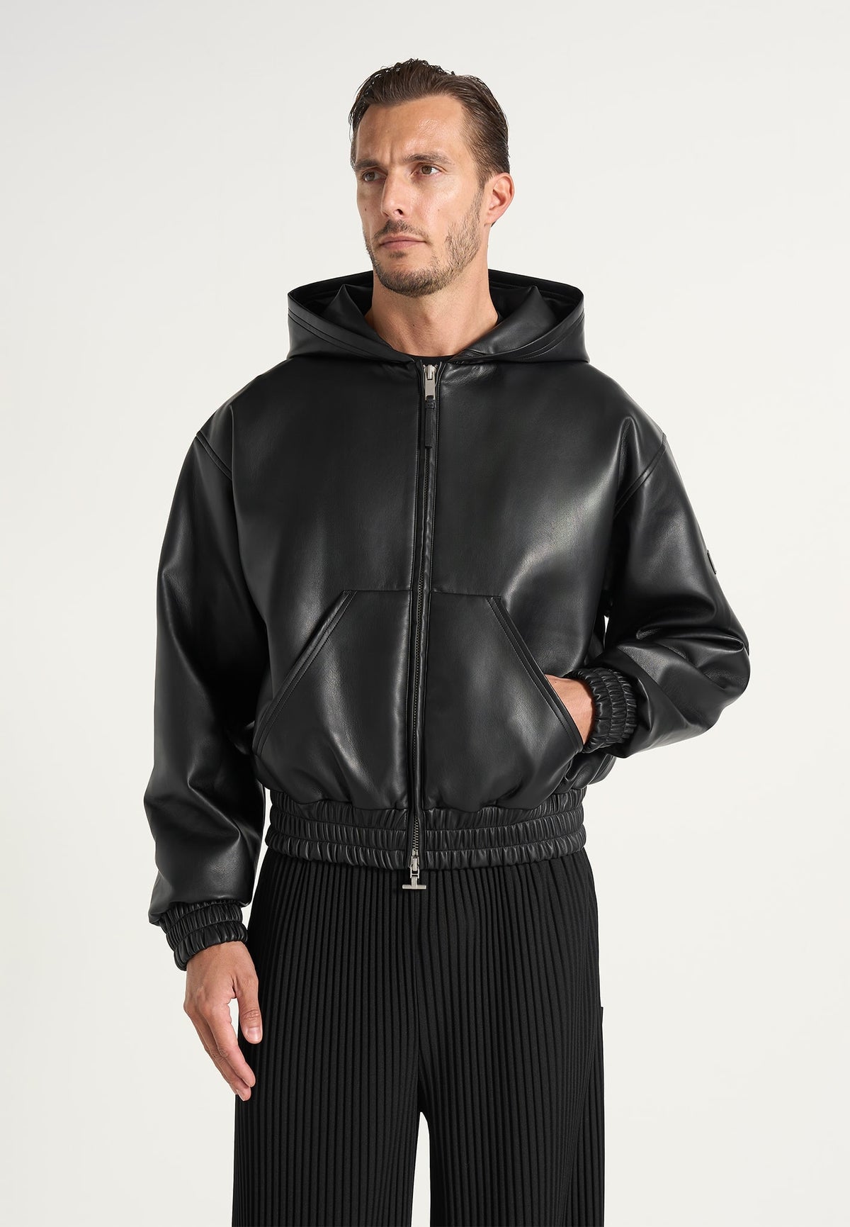 unisex-leather-cropped-hoodie-black1