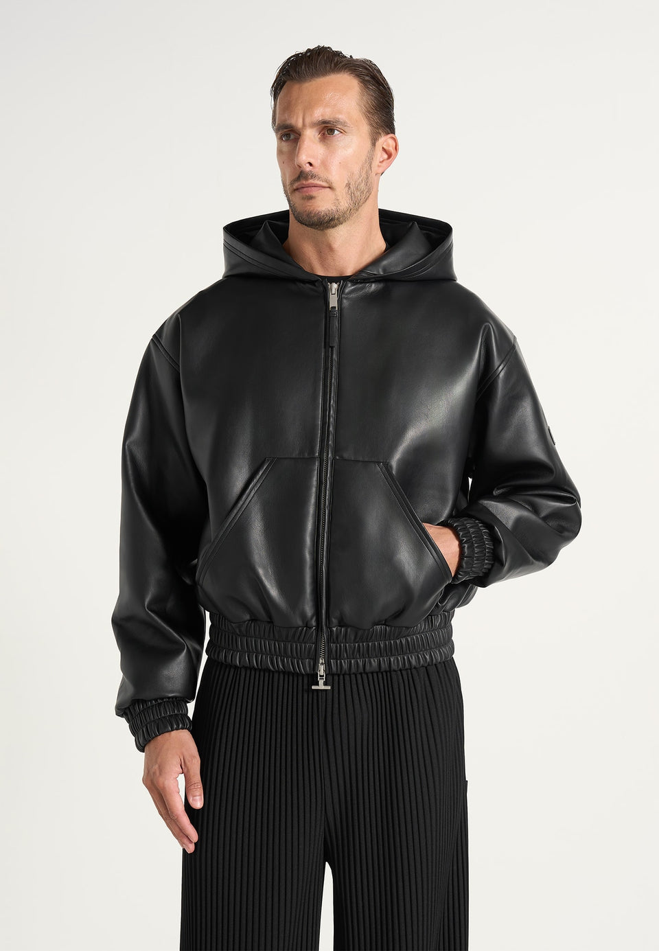 unisex-leather-cropped-hoodie-black1