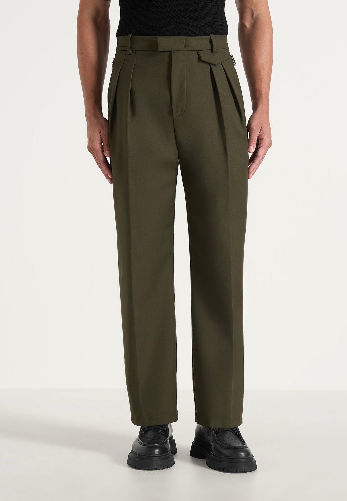 Pierre - Twin Pleat Dress Pants - Olive