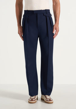 Pierre - Twin Pleat Tailored Pants - Navy
