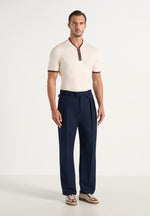 Pierre - Twin Pleat Tailored Pants - Navy