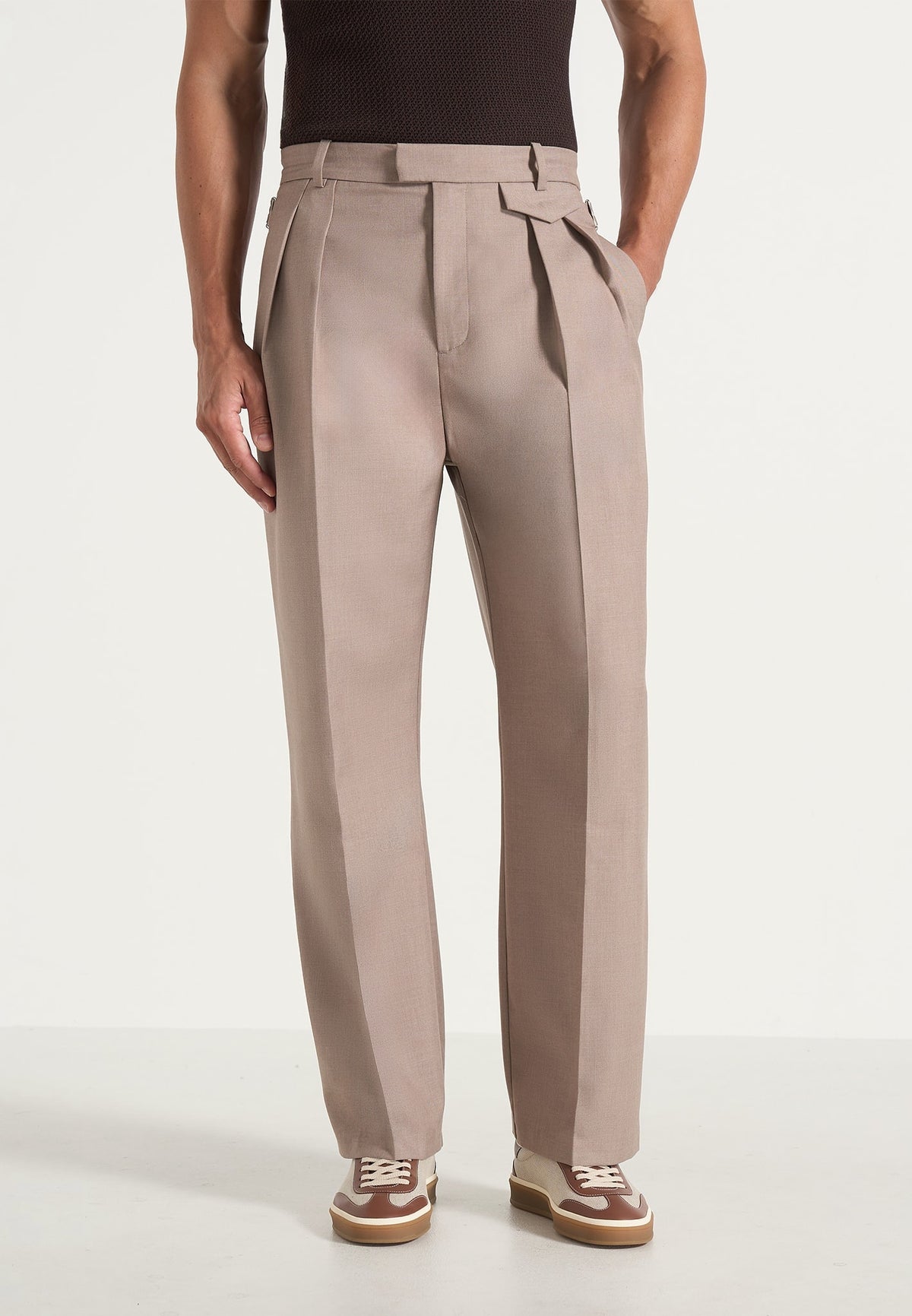 Pierre - Twin Pleat Dress Pants - Taupe