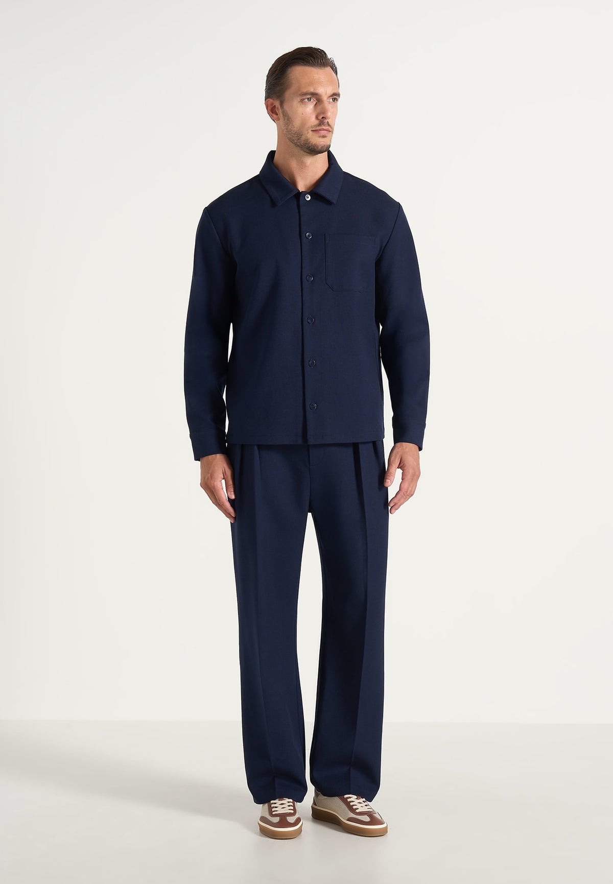 Valentin - Classic Tailored Long Sleeve Shirt - Navy