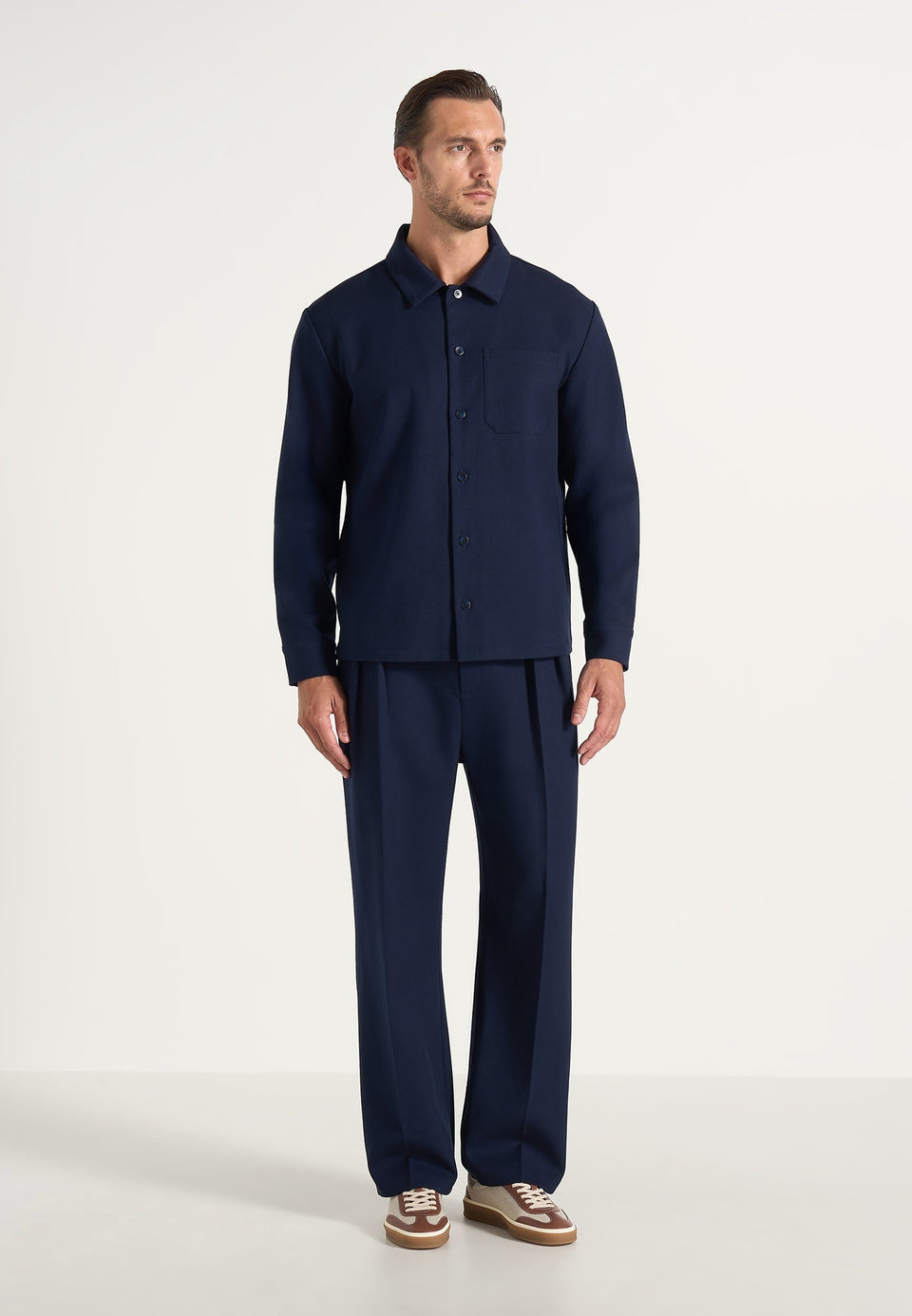 Valentin - Classic Tailored Long Sleeve Shirt - Navy