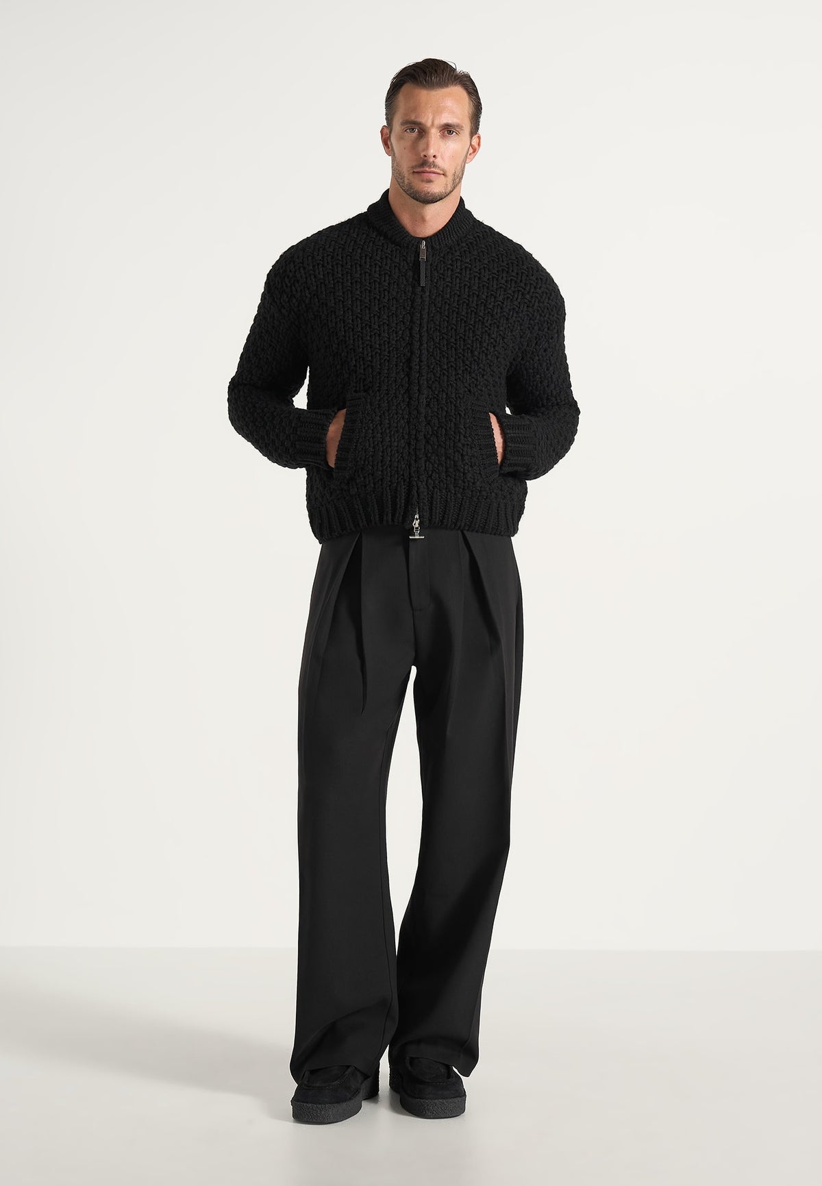darel-speckled-knit-bomber-jacket-black