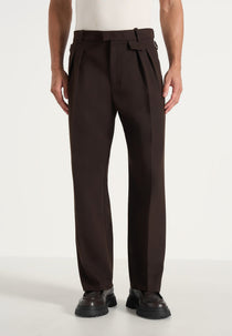 Pierre - Twin Pleat Tailored Wool-Blend Pants - Dark Brown