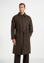 Alfie - Reversible Belted Wool-Blend Car Coat - Brown / Taupe