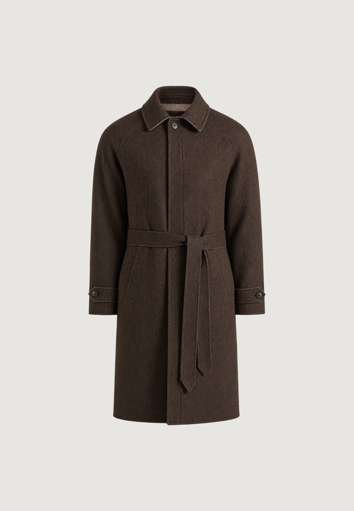 Alfie - Reversible Belted Wool-Blend Car Coat - Brown / Taupe