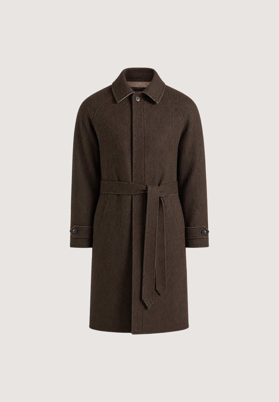 Alfie - Reversible Belted Wool-Blend Car Coat - Brown / Taupe