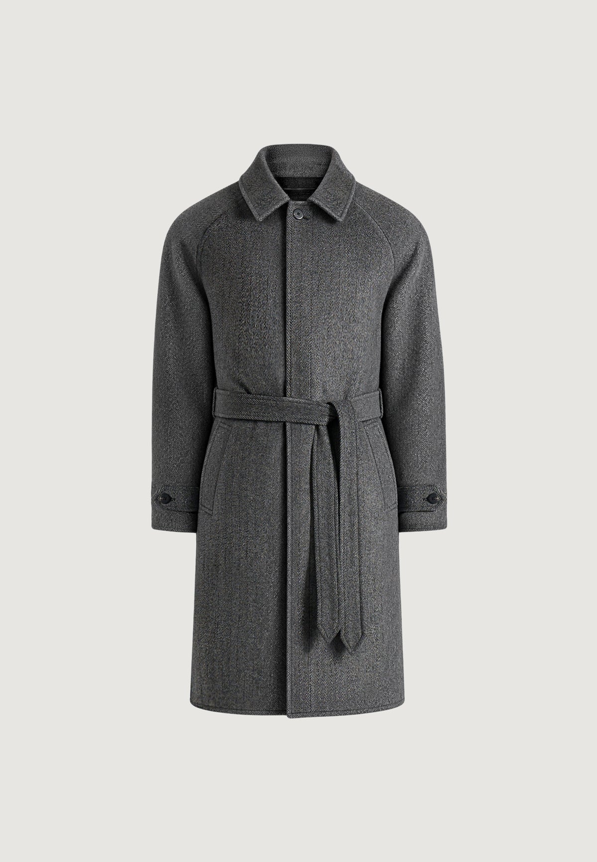 Alfie - Reversible Belted Wool-Blend Car Coat - Grey / Black