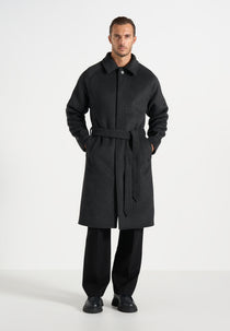 Alfie - Reversible Belted Wool-Blend Car Coat - Grey / Black