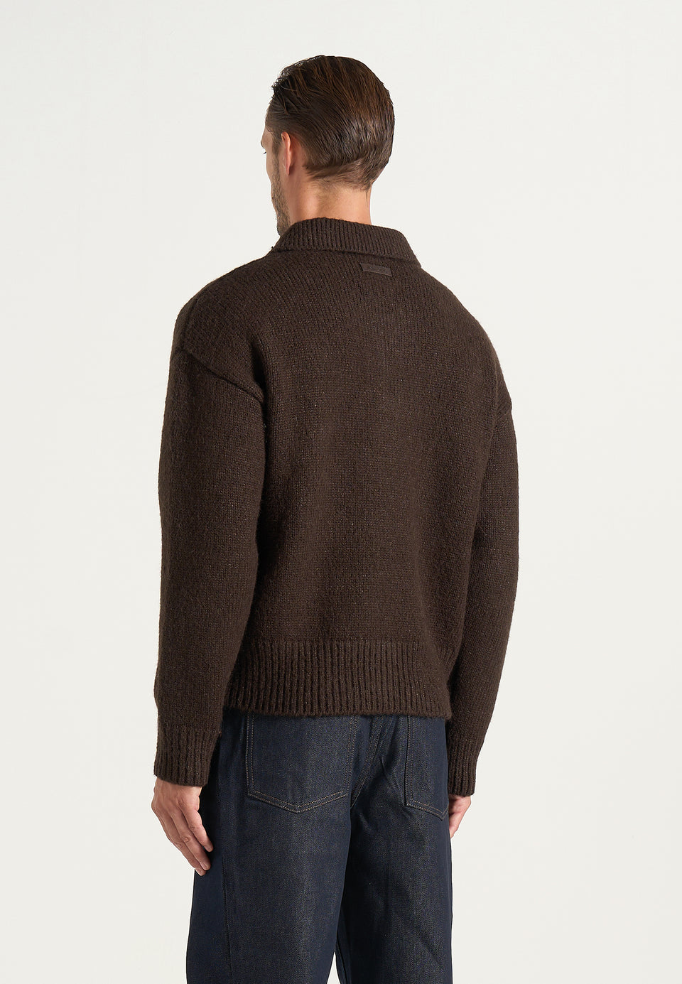 Finn - Brushed Wool-Blend Polo Knit Sweater - Brown