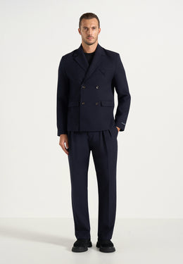 Didier - Double Breasted Wool-Blend Tailored Suit Jacket - Dark Navy