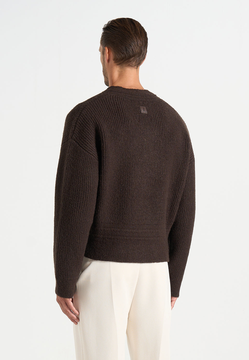 Remi - Signature Ribbed Wool-Blend V-Neck Sweater - Dark Brown